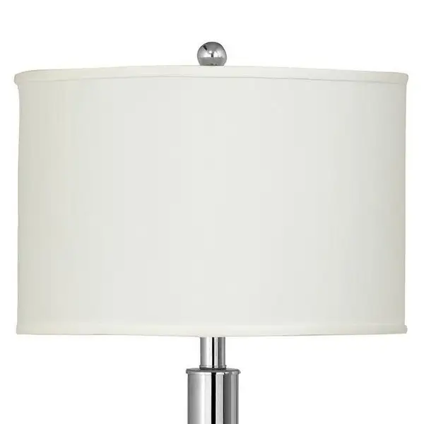 Metal Table Lamp with Tubular Support and Push Through Switch， Silver