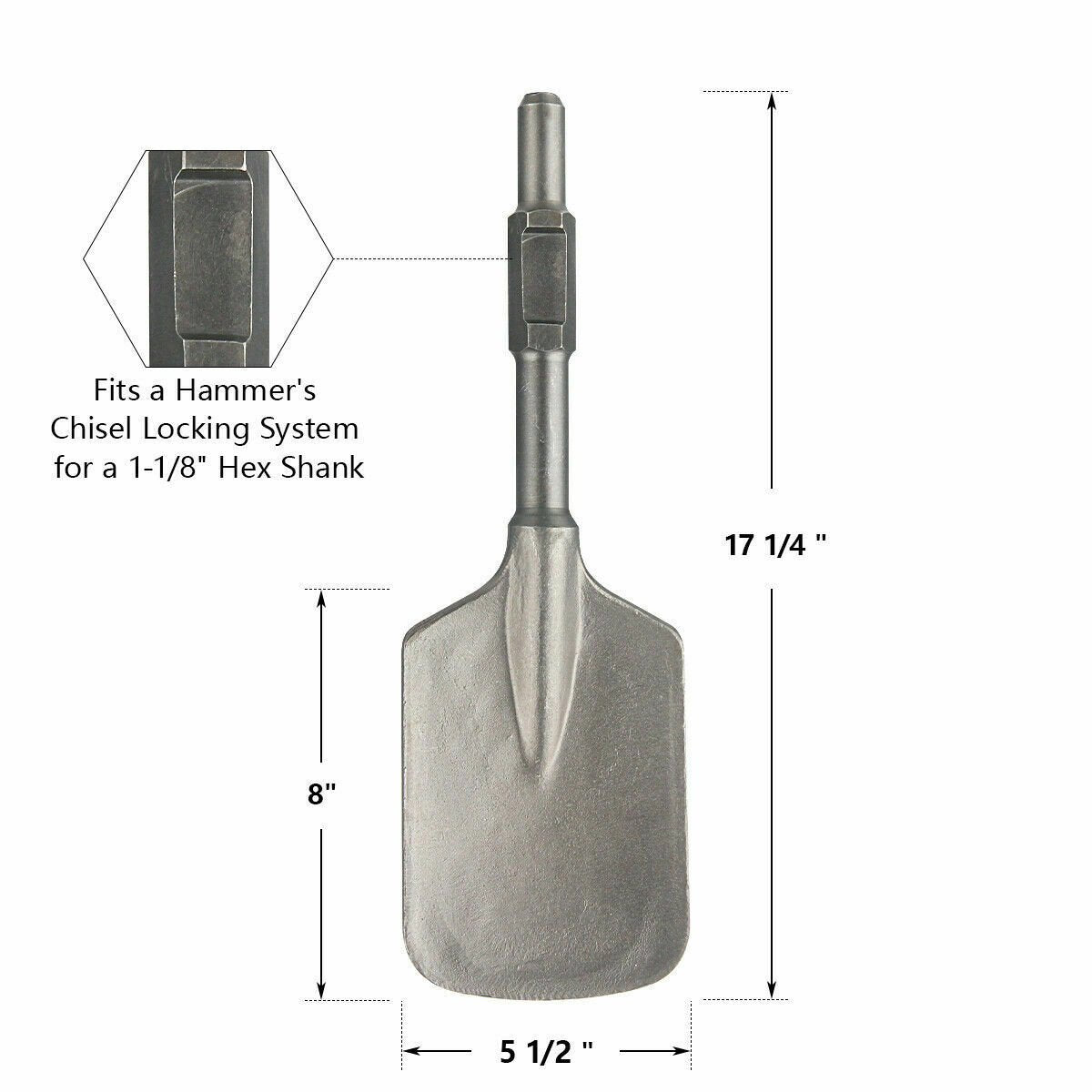 Nisorpa Jackhammer Clay Spade Shovel Chisel Bit Hex Shank Demolition Electric Tools Spade Gift