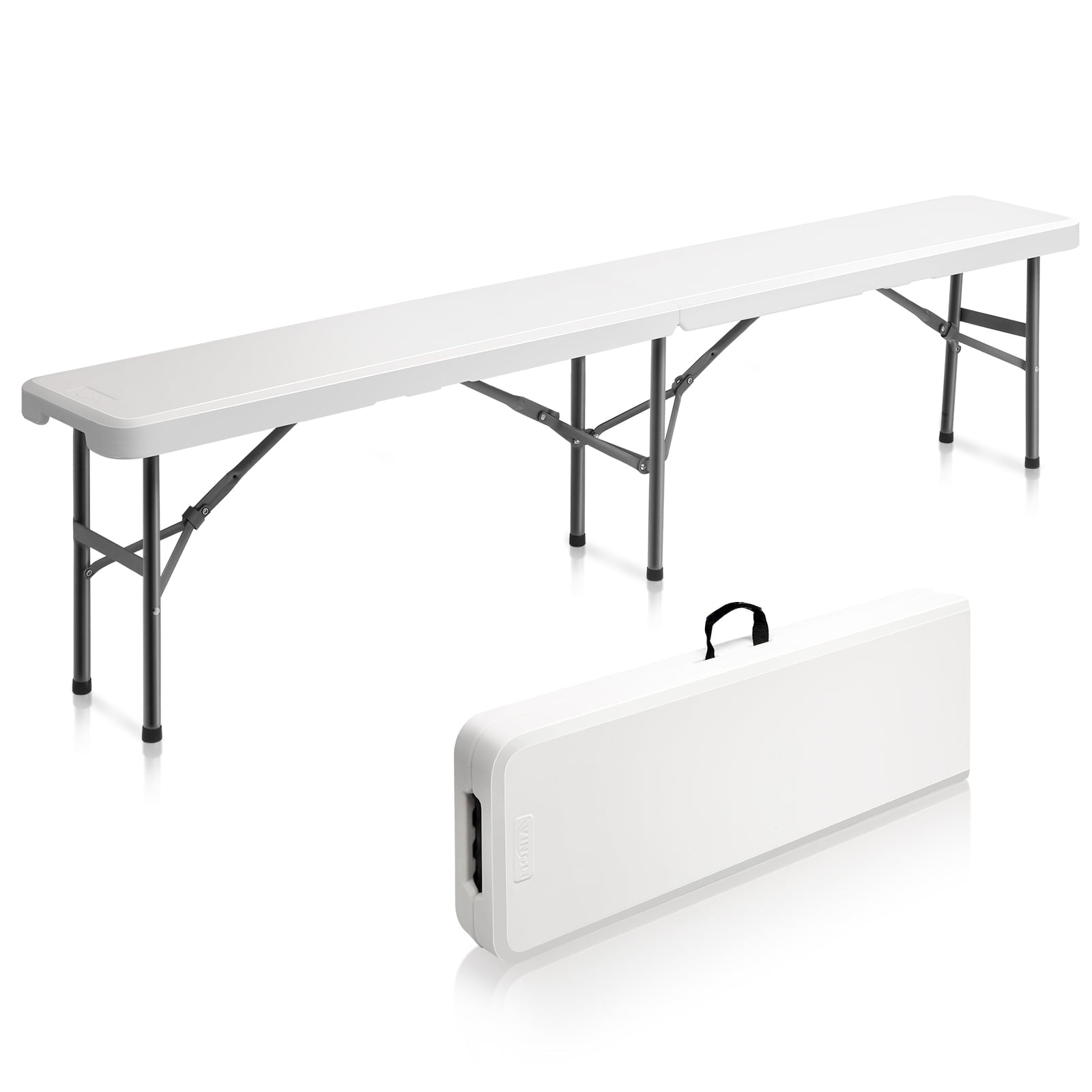 VINGLI 6 feet Plastic Folding Bench,Portable in/Outdoor Picnic Party Camping Dining Seat,off-White Garden Soccer Multipurpose Entertaining Activities，1 Pack