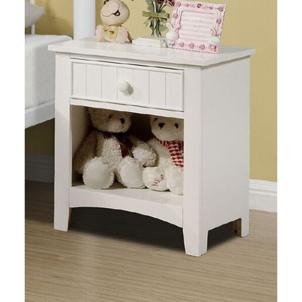 Wooden Nightstand With 1 Drawer In White Finish - - 36129932