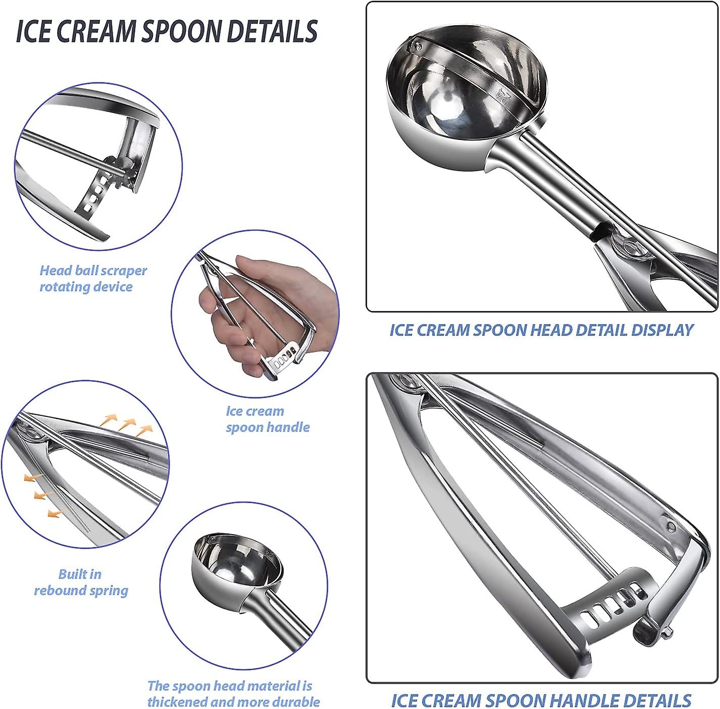 Cookie Scoop Ice Cream Scoop Melon Scoop 18/8 Stainless Steel With Trigger Cupcake Scoops (1.9oz)