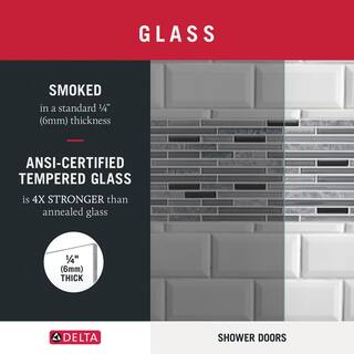 Delta Lyndall 60 in. W x 59.25 in. H Mod Soft-Close Sliding Frameless Tub Door in Matte Black with 14 in. (6mm) Smoked Glass SD6765066