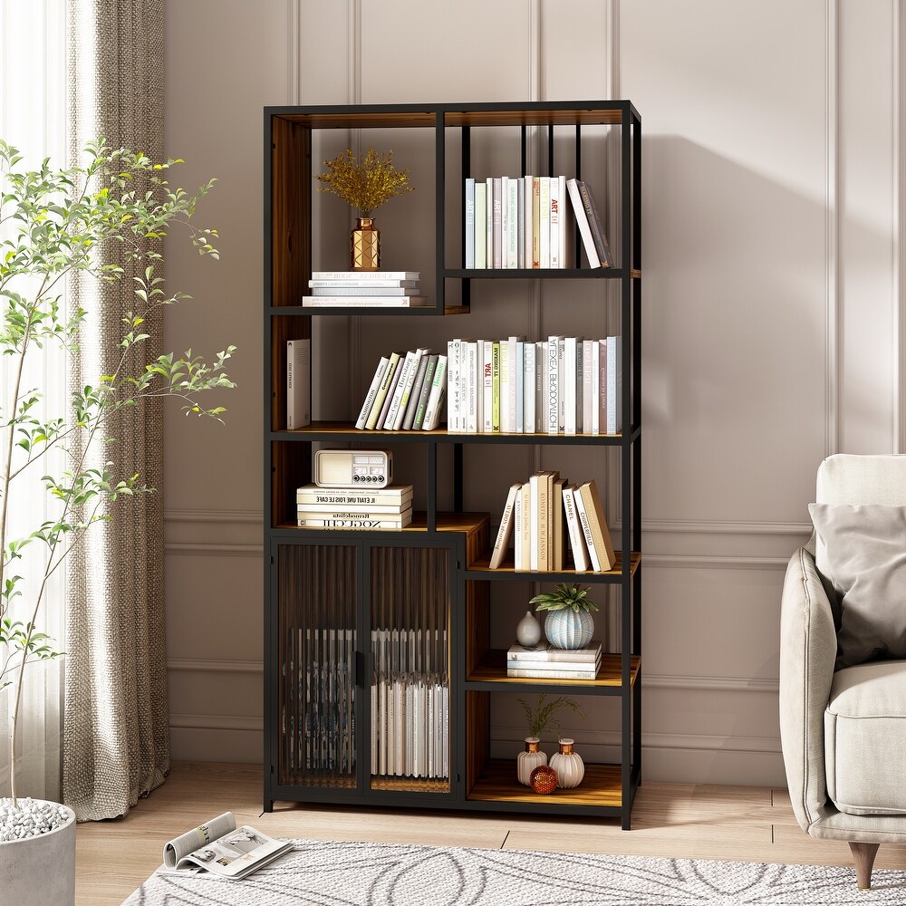 Bookshelf Storage with Enclosed Storage Cabinet