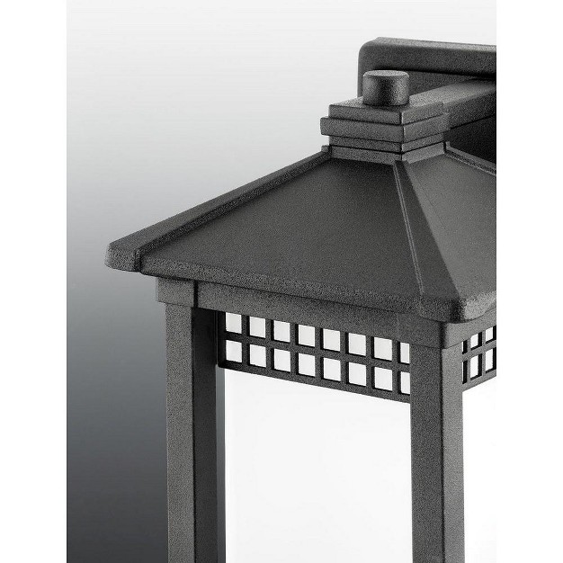 Progress Lighting Merit 1 light Outdoor Wall Lantern In Black With Square Etched Glass Shade