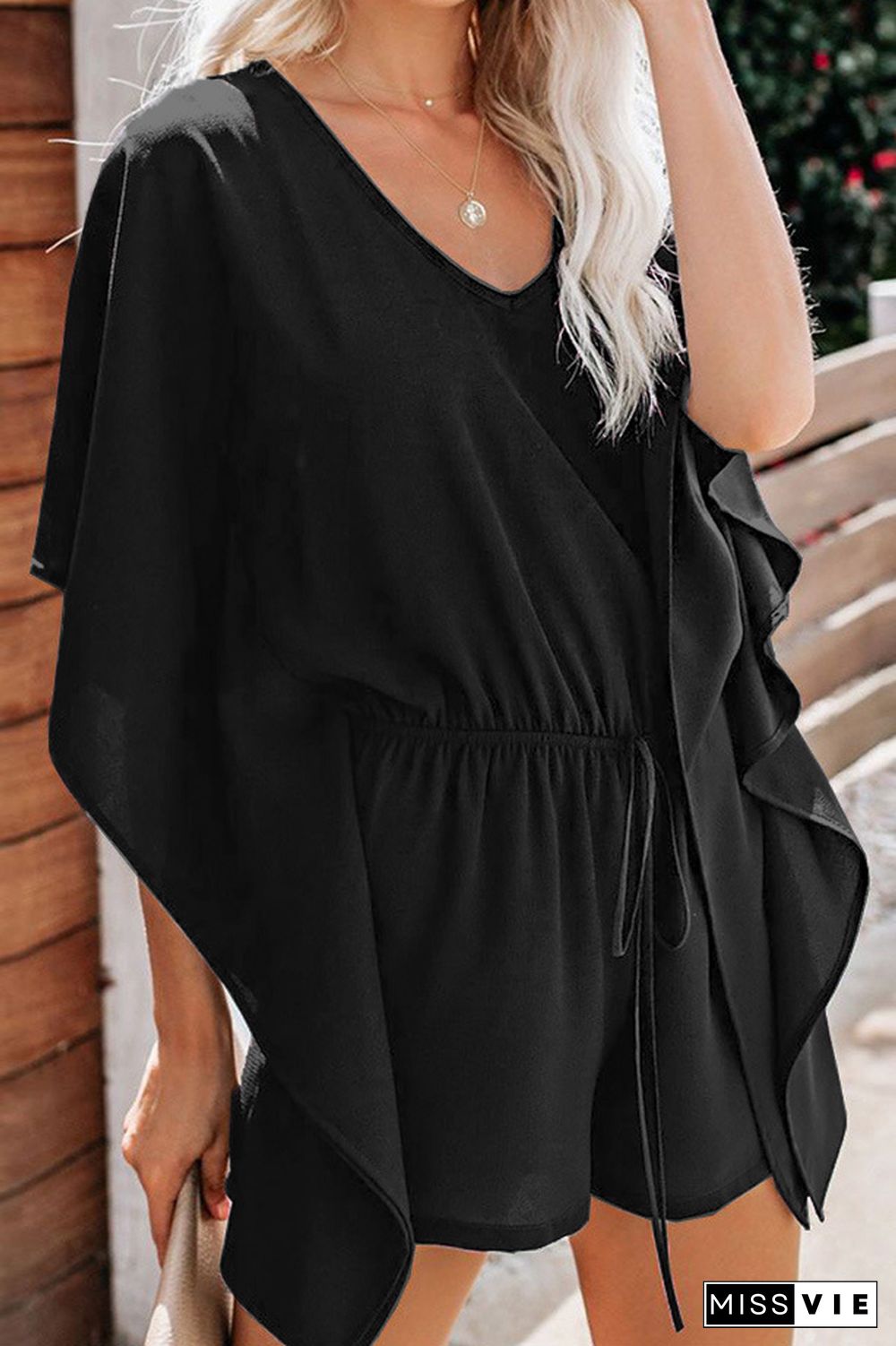 KarliDress V-Neck Ruffled Wide Loose Romper P12896