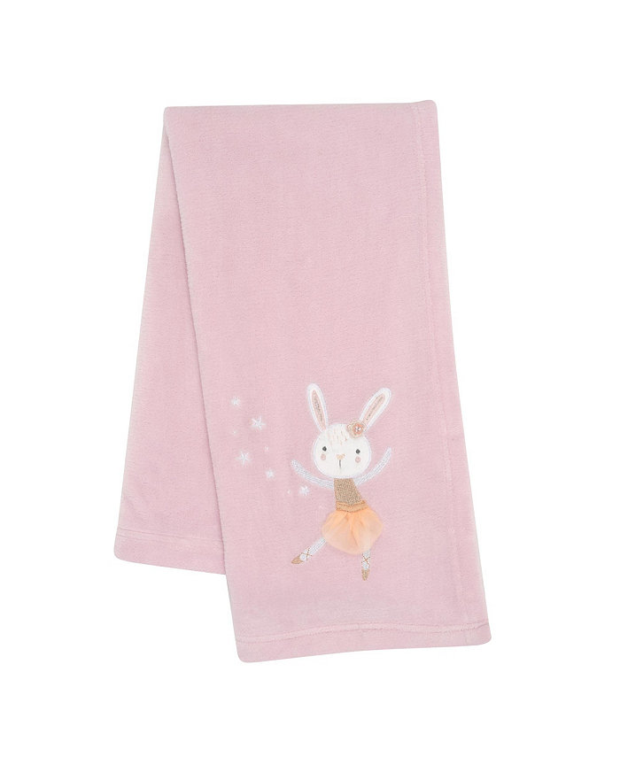 Bedtime Originals Tiny Dancer Pink Ballet Soft Fleece Bunny Applique Baby Blanket