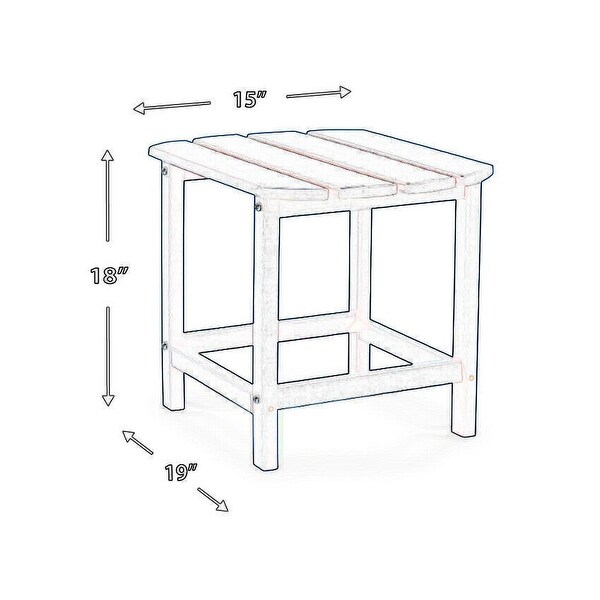 Suen 19 Inch End Table，Outdoor Blue Polyethylene Slatted Top，Steel Frame