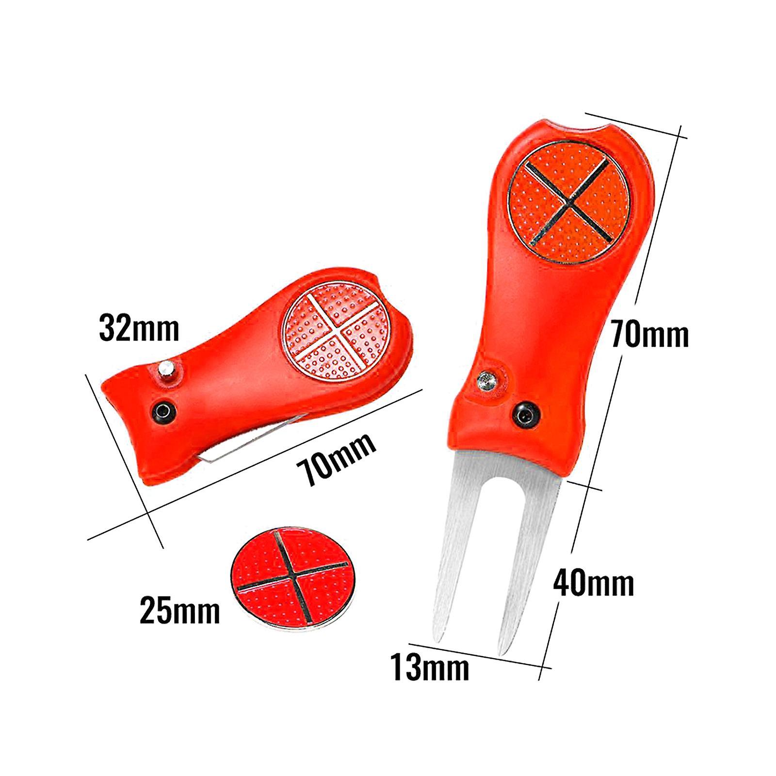 Golf Divot Repair Tool Folding Golf Putting Green Fork For Training Supplies Red