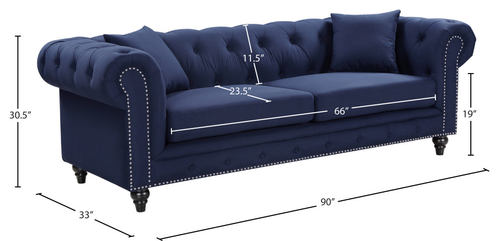 Chesterfield Velvet Sofa   Traditional   Sofas   by Meridian Furniture  Houzz