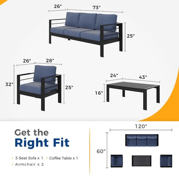 Royalcraft 4 Piece Aluminum Outdoor Patio Furniture Set