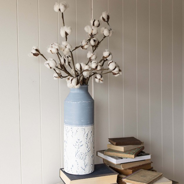 Floral Vase Blue Metal By Foreside Home amp Garden