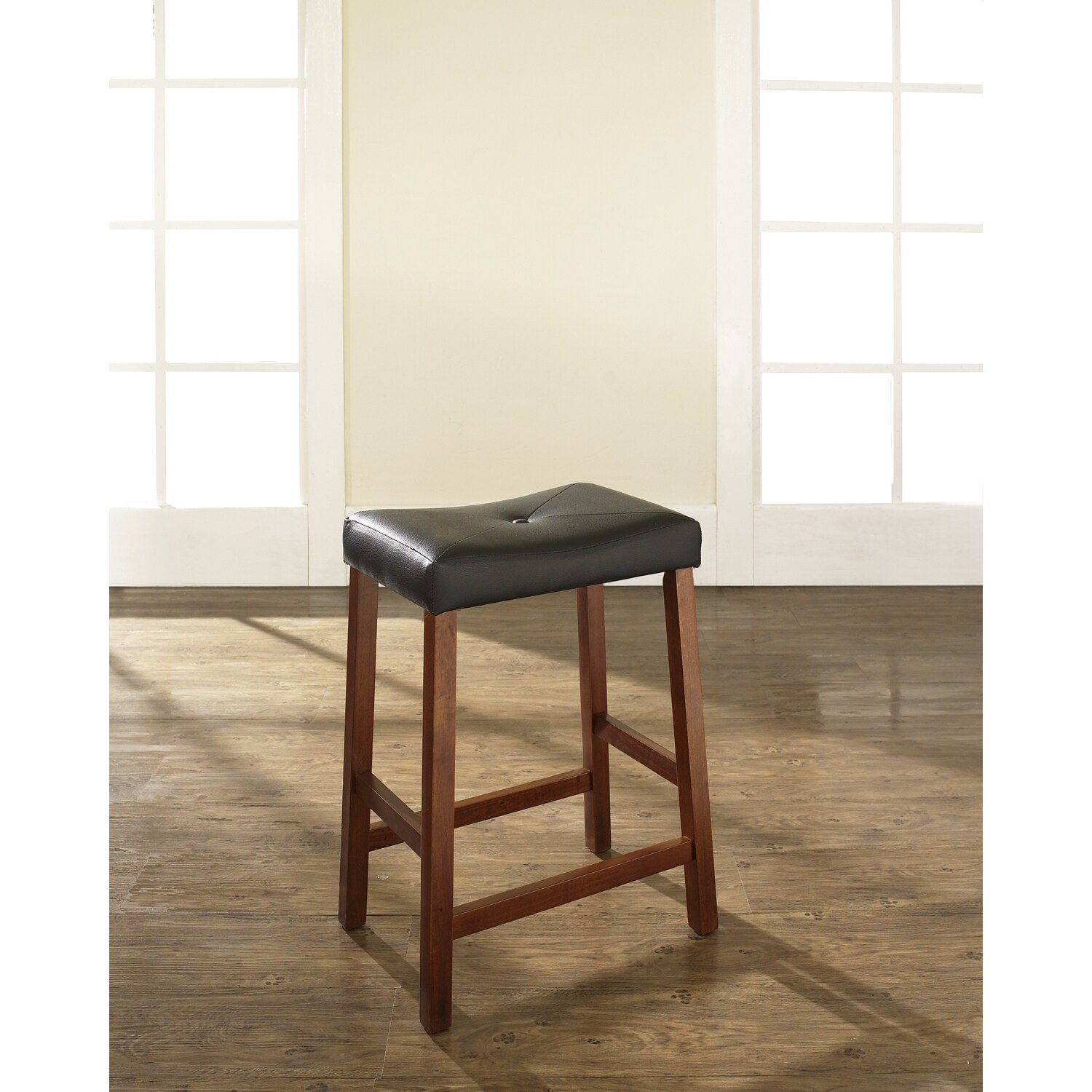 Classic Cherry 24-inch Upholstered Saddle Seat Bar Stools (Set of 2)