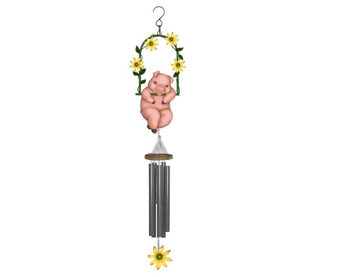 Alpine Hanging Pig and Sunflowers Wind Chimes - LJJ1470HH