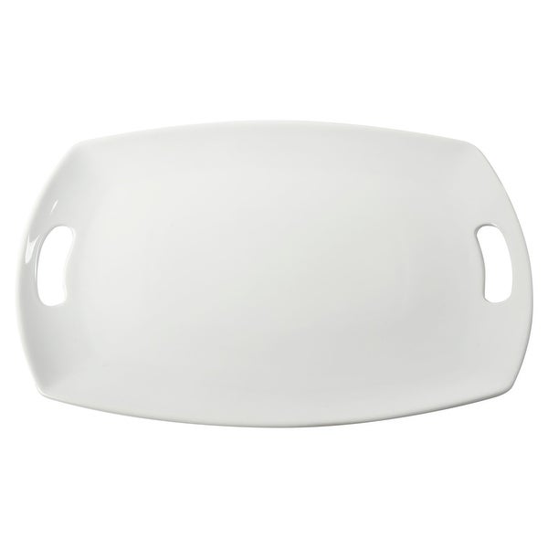 14.5 Inch Rectangular Porcelain Serving Platter in White