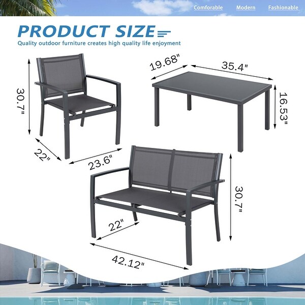 Futzca 4Piece Outdoor Patio Furniture Set，Textilene Bistro Patio Set