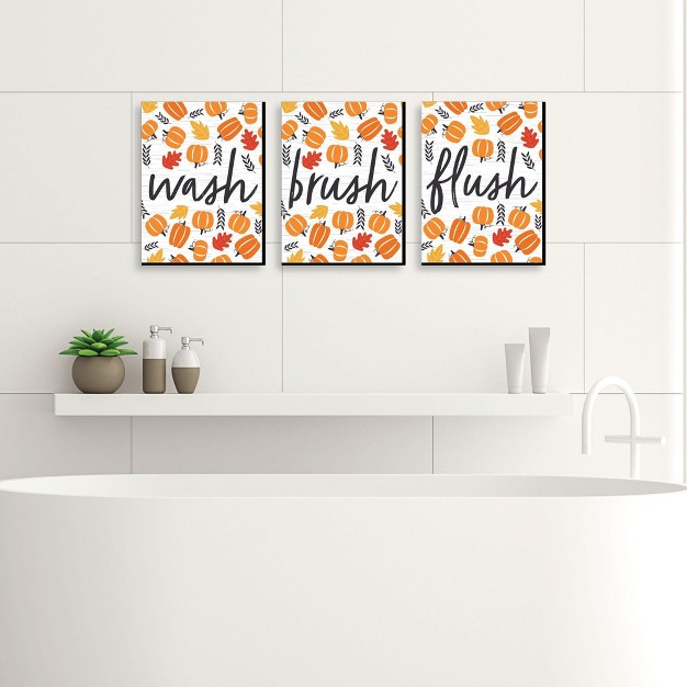 Big Dot Of Happiness Fall Pumpkin Halloween Or Thanksgiving Kids Bathroom Rules Wall Art 7 5 X 10 Inches Set Of 3 Signs Wash Brush Flush