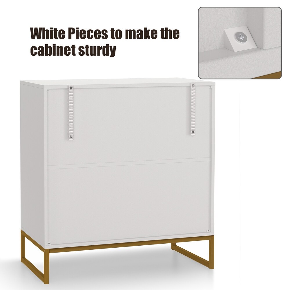 Anmytek White Buffet Sideboard Buffet Sideboard Storage Cabinet Kitchen Cupboard Console Table with Open Shelf