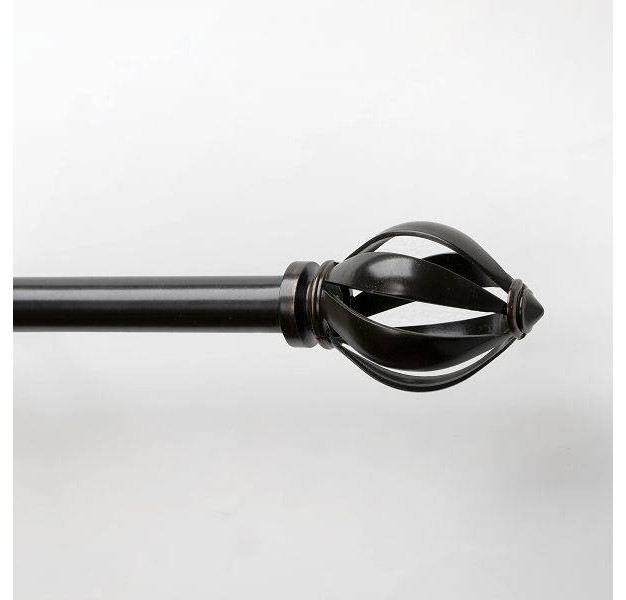 Decorative Drapery Single Rod Set With Acron Cage Finials Oil Rubbed Bronze Lumi Home Furnishings