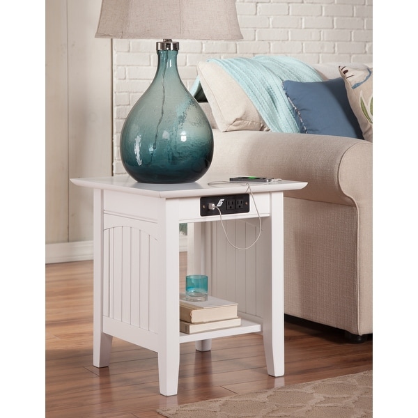 Nantucket Solid Wood End Table with USB Charger Set of 2