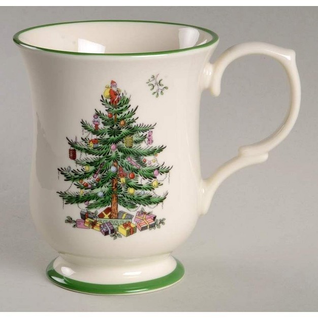 Spode Christmas Tree Romantic shape Footed 12oz Mug Off white