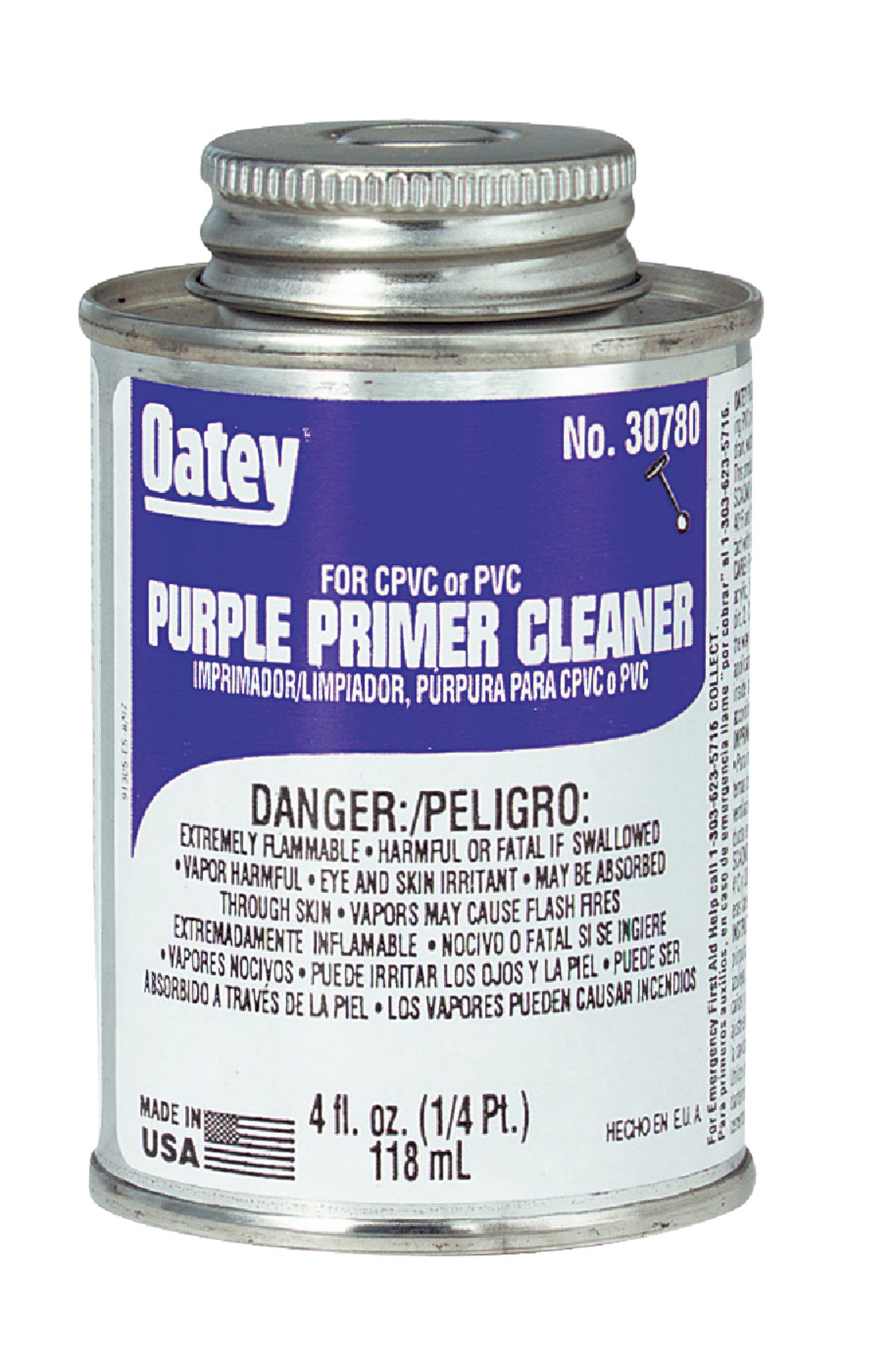 Oatey Purple Pipe and Fitting Primer Cleaner for PVC CPVC 4 Oz. Purple Tinted