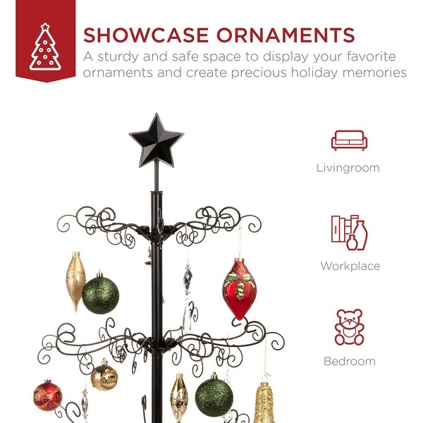 Wrought Iron Christmas Tree Ornament Display w/ Easy Assembly，Stand