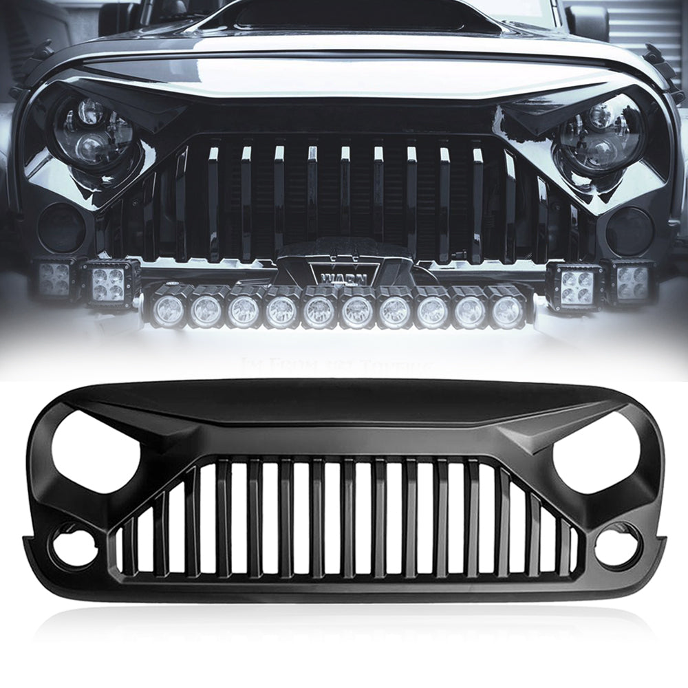 Xprite Front Matte Black Gladiator Vader Grille Grill for 2007-2018 Jeep Wrangler JK