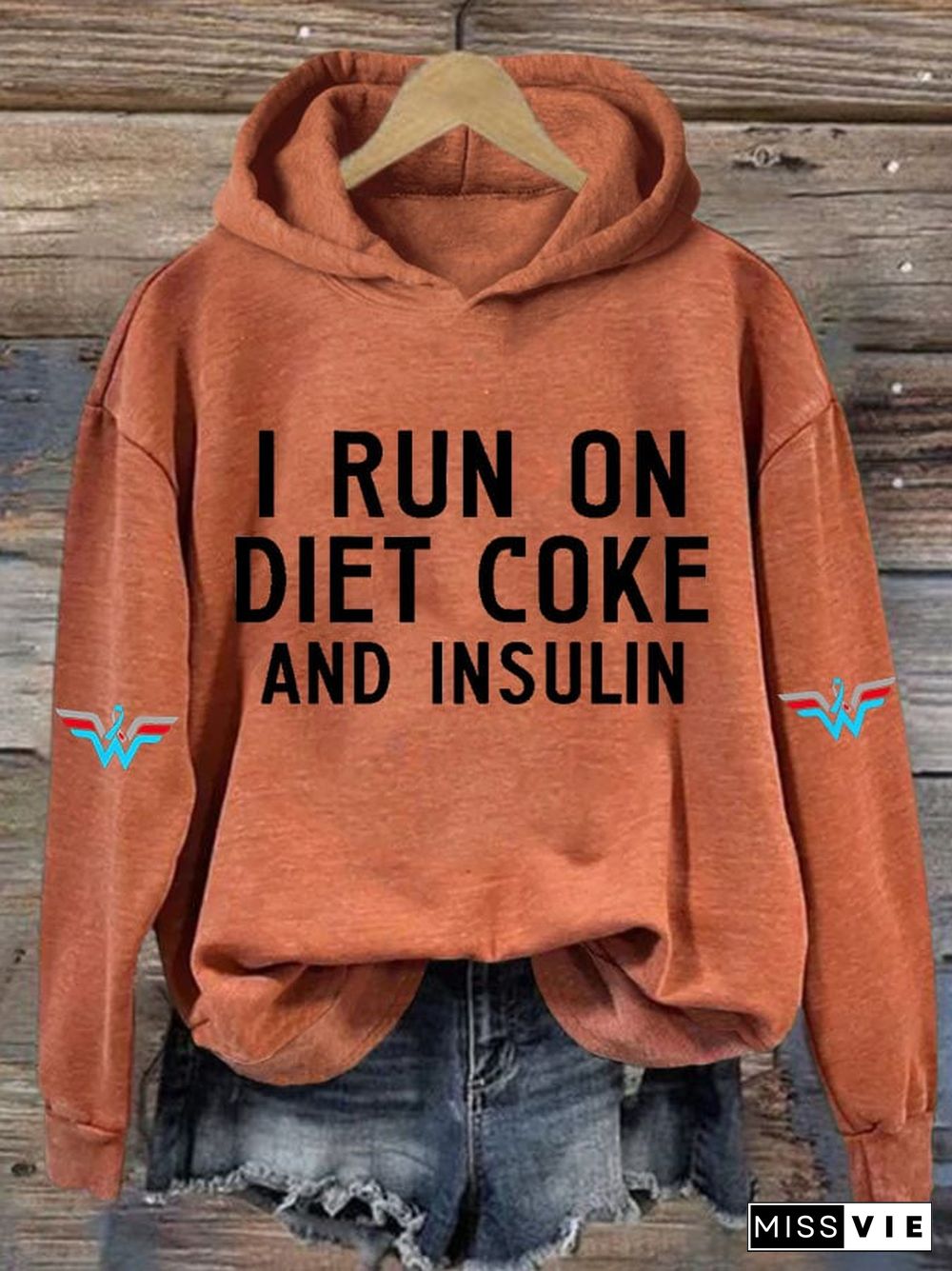 Women's Casual I Run On Diet Coke And Insulin Printed Hooded Sweatshirt