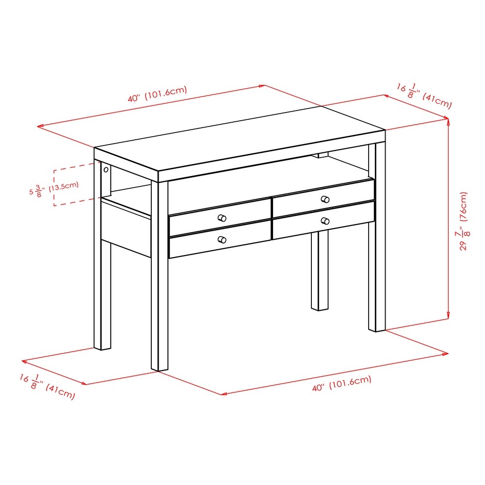 Copenhagen Console Table  Espresso   40.16 x 17.09 x 30.12 inches