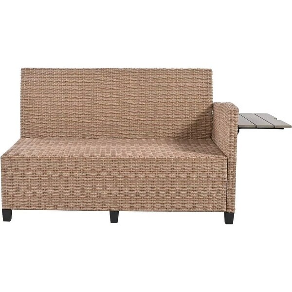 Wicker LShaped Garden Furniture Set with 2 Extendable Side Table