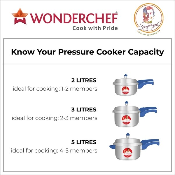 Wonderchef Stainless Steel Outer Lid Pressure Cooker Silver and Blue