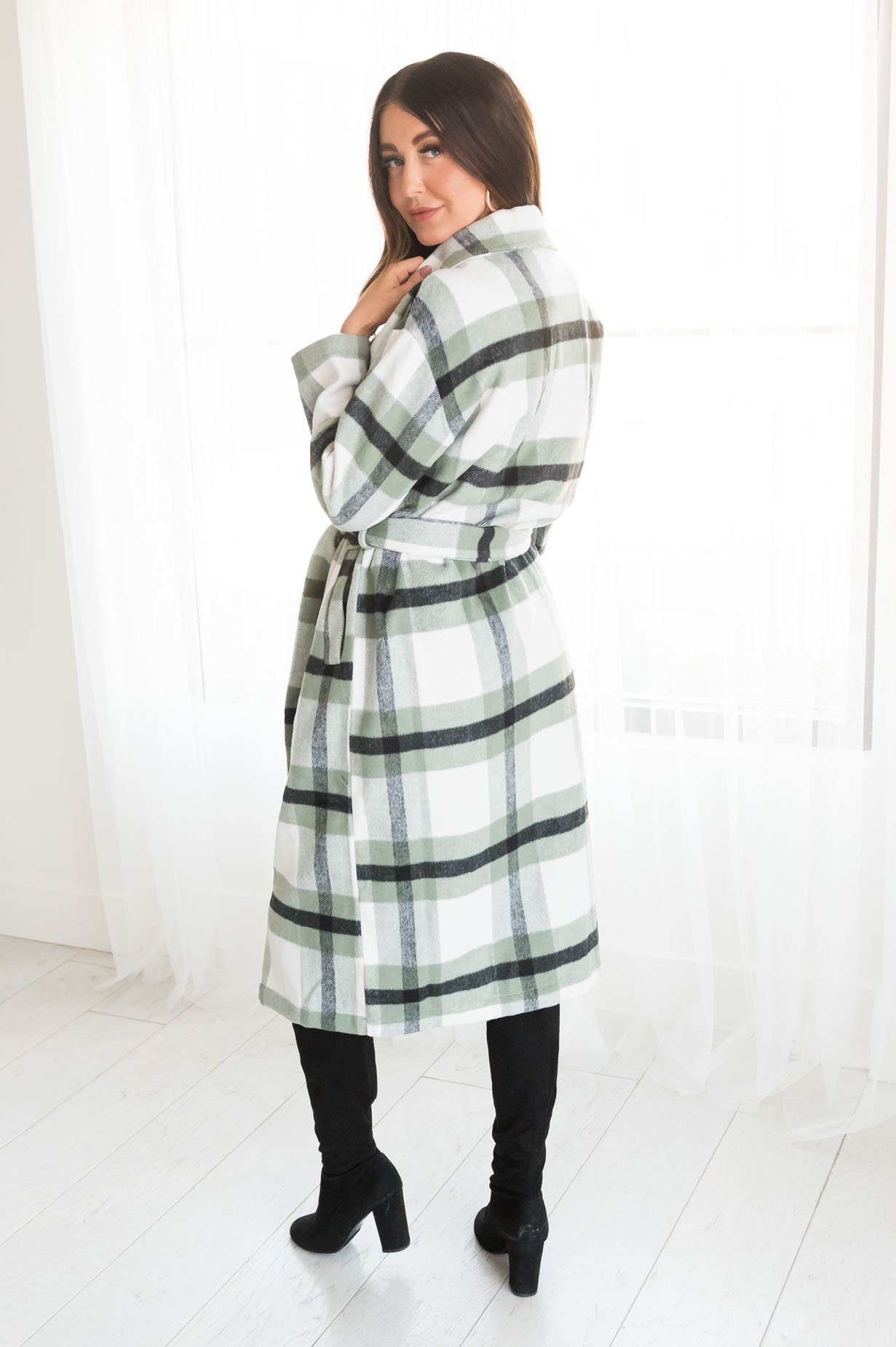 Pretty In Plaid Modest Coat