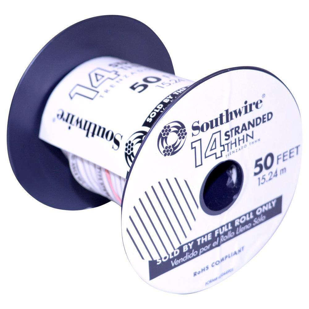 Southwire 50 ft. 14 White Stranded CU THHN Wire 22956783