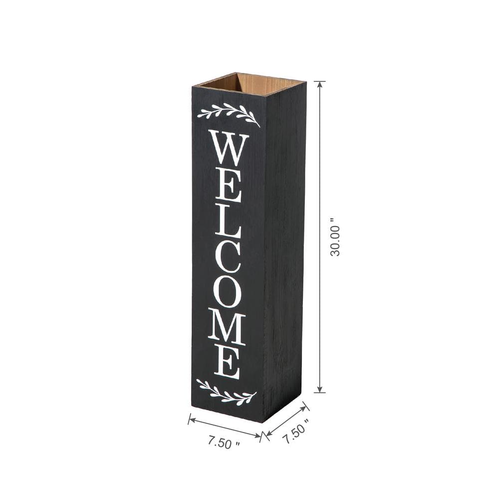 Glitzhome 30 in. H Black Double Sided Wooden Boxed quotWelcome Porchquot Porch Sign 2022900047