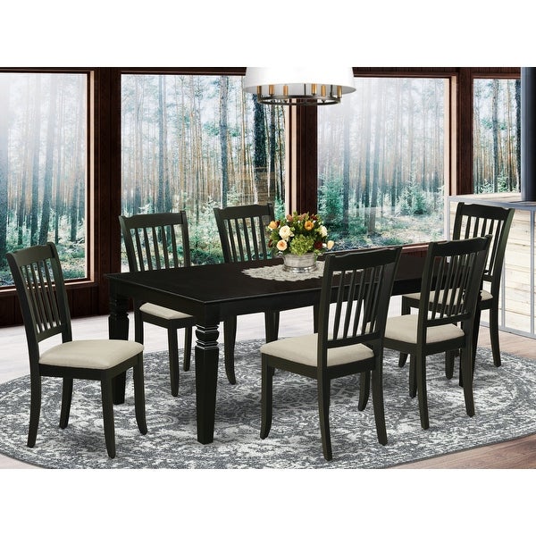 Wooden Dining Table Set Includes Round Small Table and Parson Chairs in Linen Fabric (Pieces and Finish Option)