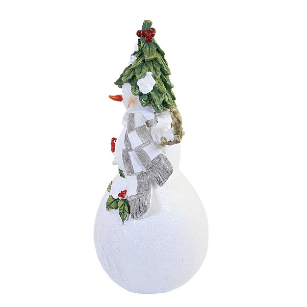 Christmas Snowman W cardinal One Figurine 8 0 Inches Figurine Red Bird Tree Polyresin White