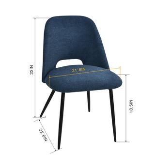 Elevens Edwin Blue Upholstered Side Chair(Set of 2) EDWIN-BLUE