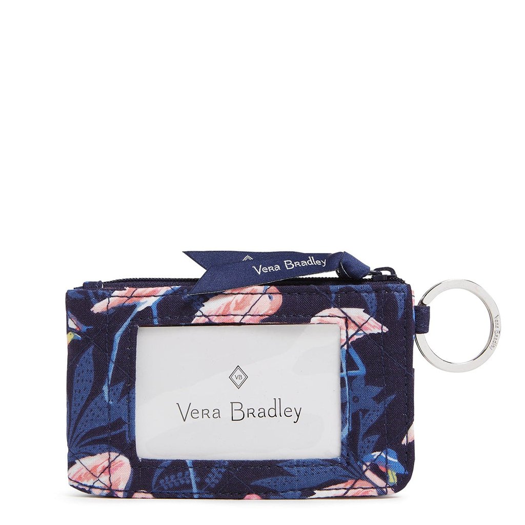 Vera Bradley  RFID Deluxe Zip ID Case in Flamingo Party