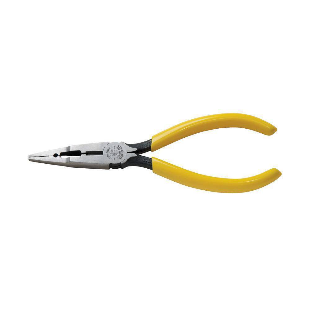 Klein Tools 6 in. Long Nose Connector Crimping Pliers with Skinning Hole VDV026-049