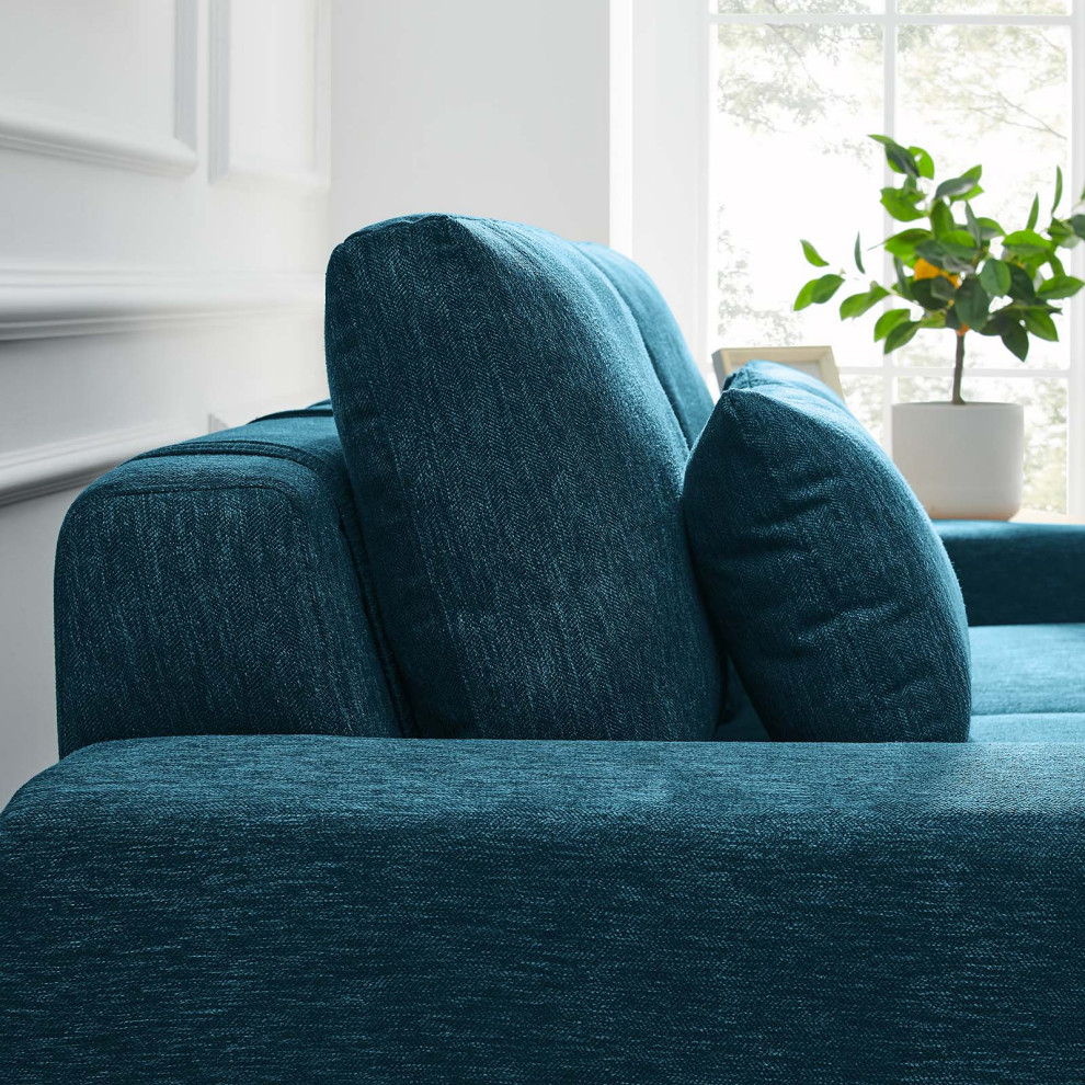 Proximity Upholstered Fabric Loveseat  Azure   Midcentury   Loveseats   by Homesquare  Houzz