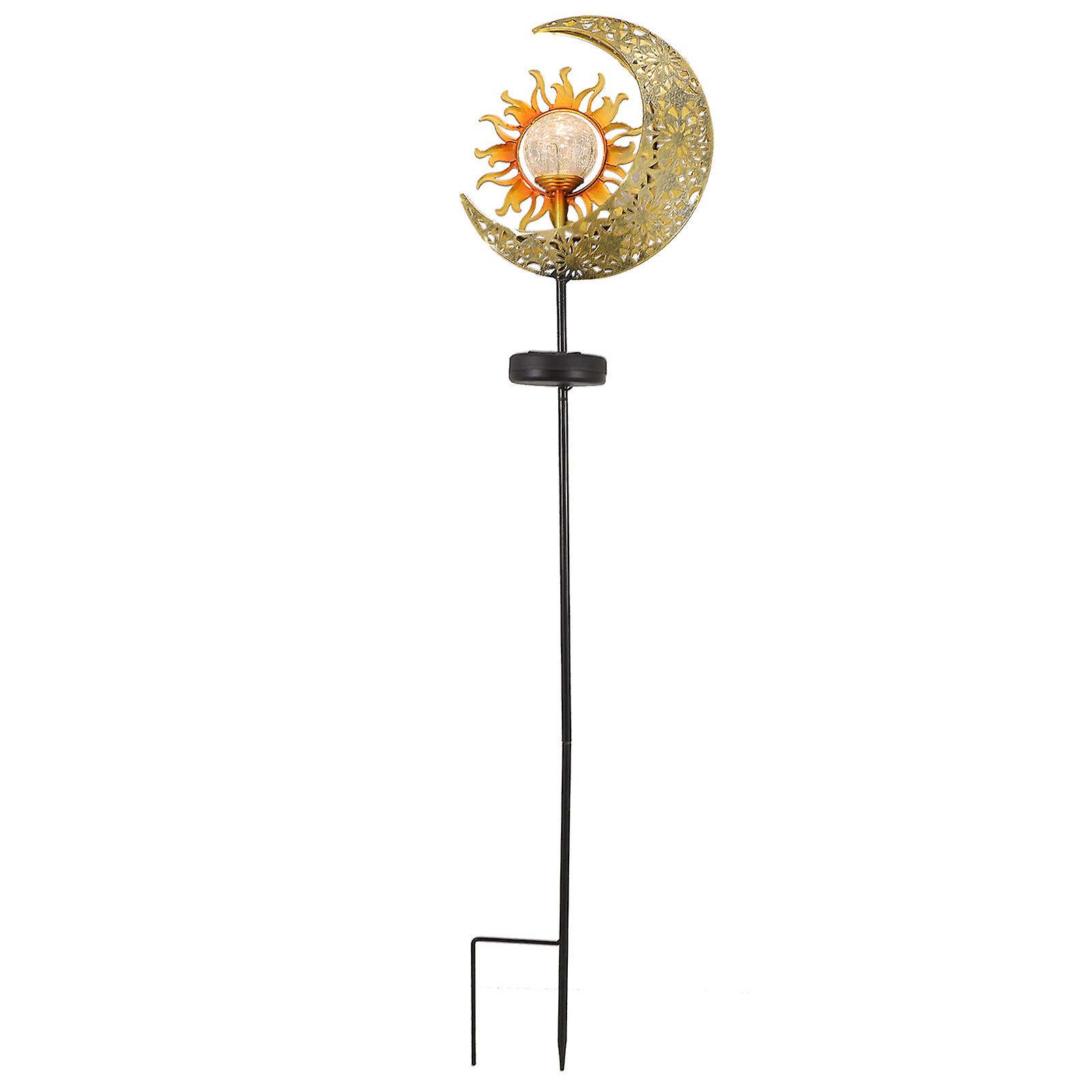 Solar Powered Sun Moon Lamp Glass Ball Lawn Light Ground Inserted Landscape Lamp