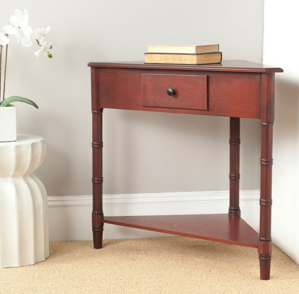 Margie Corner Table With Storage Drawer  Red   Asian   Side Tables And End Tables   by Rustic Home Furniture Deco  Houzz