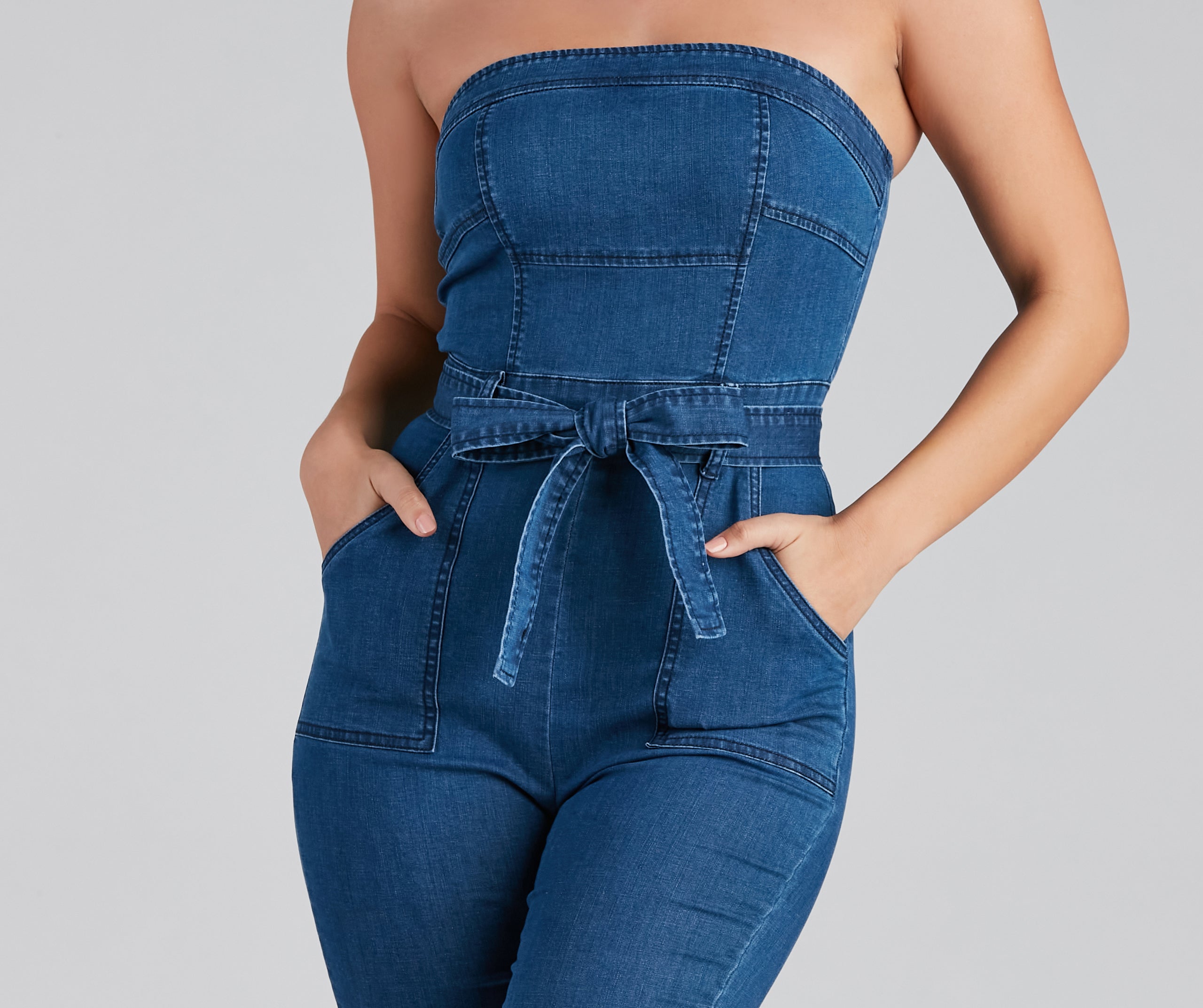 Retro Style Moves Denim Catsuit