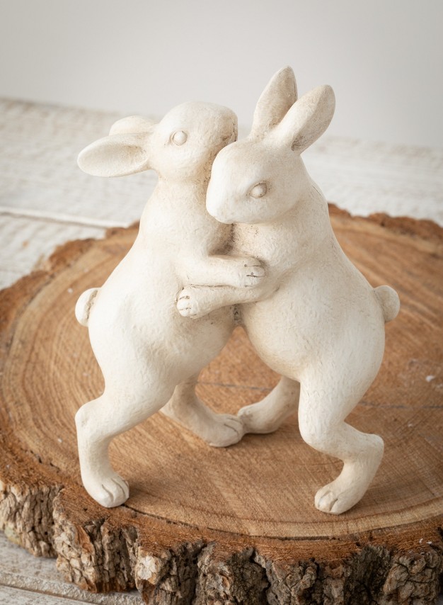 Sullivans Dancing Polyresin Bunnies Figurine 7 25 quot h Off white