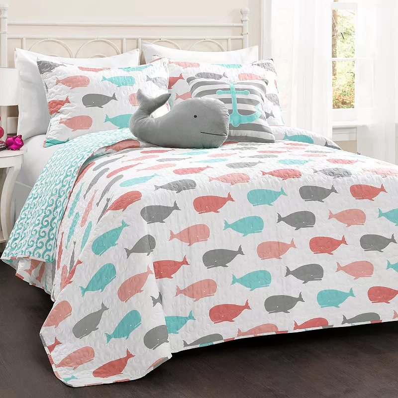 Lush Decor Whale Quilt Set