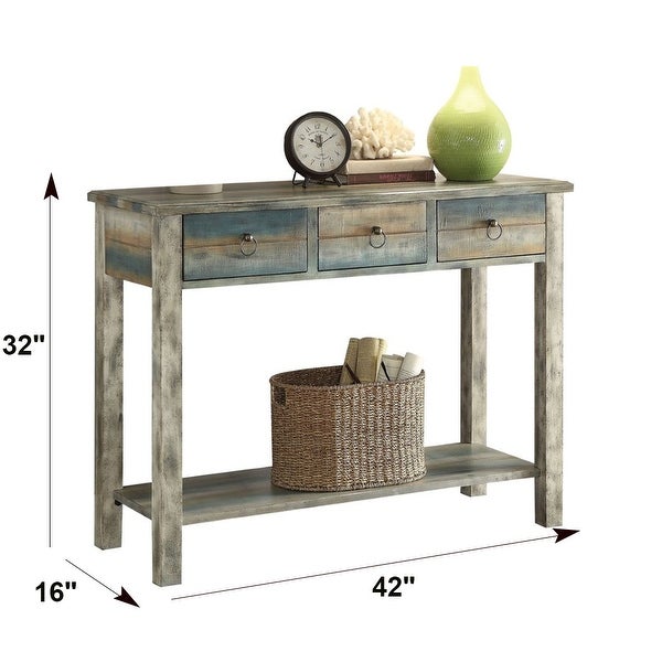 Rustic Multicolor Console Table， Sofa Table With Drawers And Shelf