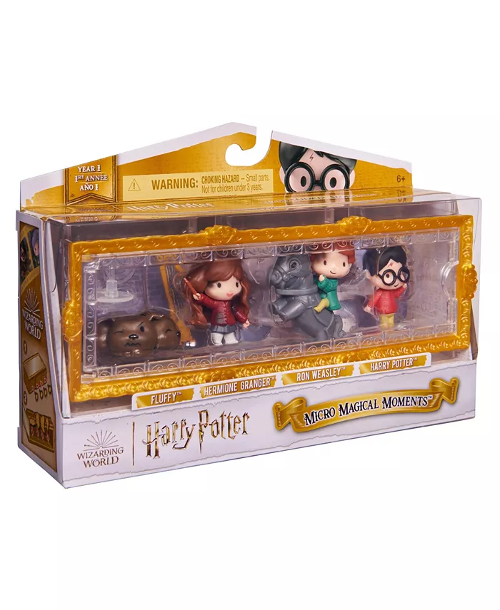 Wizarding World Harry Potter  Micro Magical Moments Scene Gift Set with Exclusive Harry  Hermione  Ron  Fluffy Figures