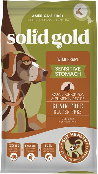 Solid Gold Wild Heart Sensitive Stomach Grain-Free Quail， Chickpea and Pumpkin Dry Dog Food