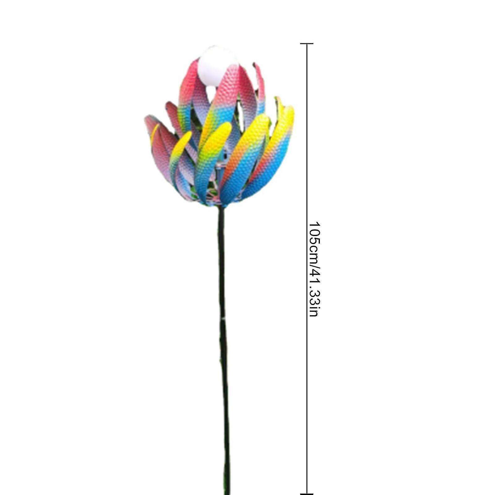 Rotating Garden Decoration Faceted Multicolor Metal Windmill