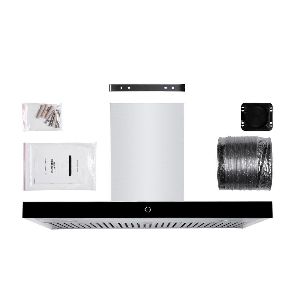 HAUSLANE 30 in Convertible Wall Mount Range Hood with Contemporary Style LED Baffle Filters in Stainless Steel